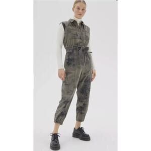 Urban Outfitters Blue Sydney Tie Dye Utility Sleeveless Jumpsuit Size Small